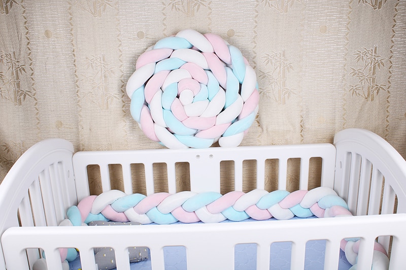 1M/2M/3M Length Nordic Knot Newborn Bumper Knot Long Knotted Braid Pillow Baby Bed Fence Woven Plush Crib Cushion Bed Fence